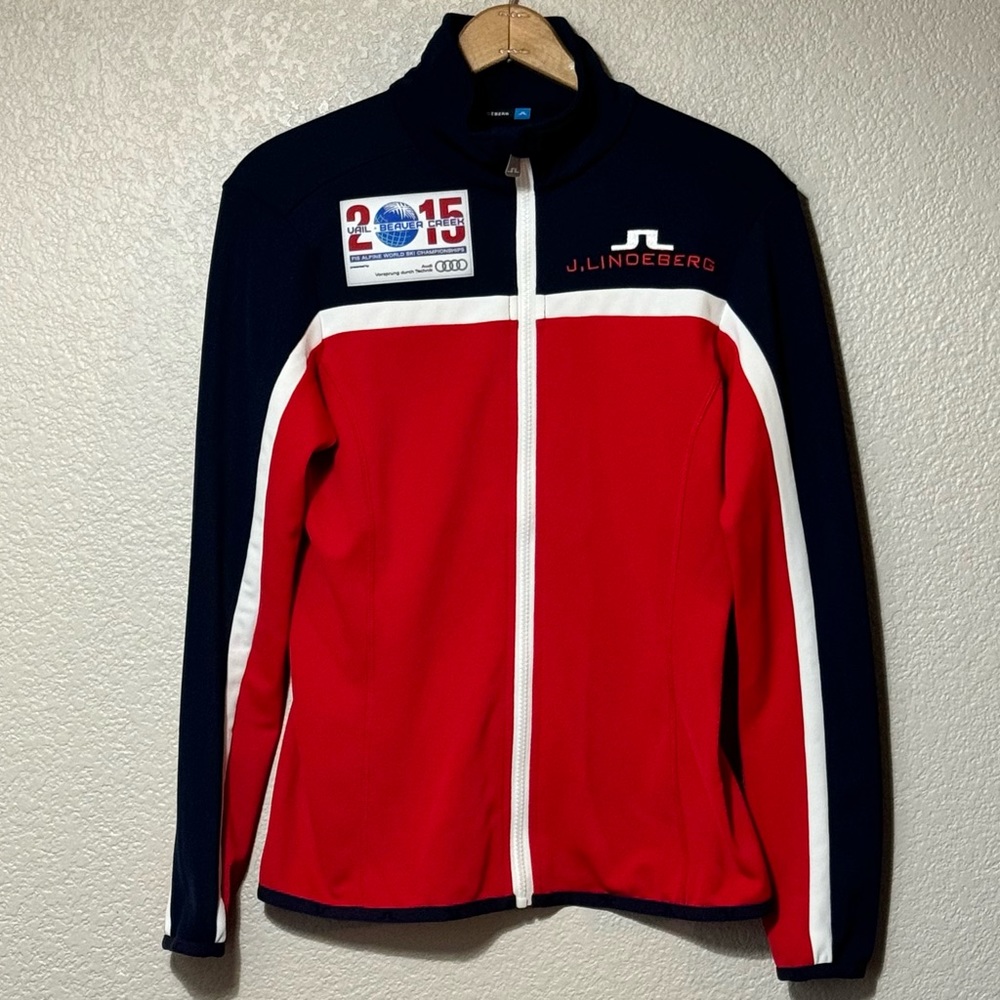 J Lindeburg Huxley Stripe 2015 FIS Alpine World Ski Championships Jacket Size M